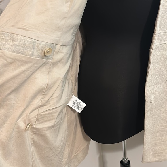 BCBGMAXAZRIA Justin Dune Neutral Linen Vest Wrap Dress - Picture 7 of 11